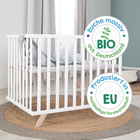 Playpen 75 x 100 cm Natural incl. Grey Playpen Mat 'Lil Planet' – Infographic (9/8)