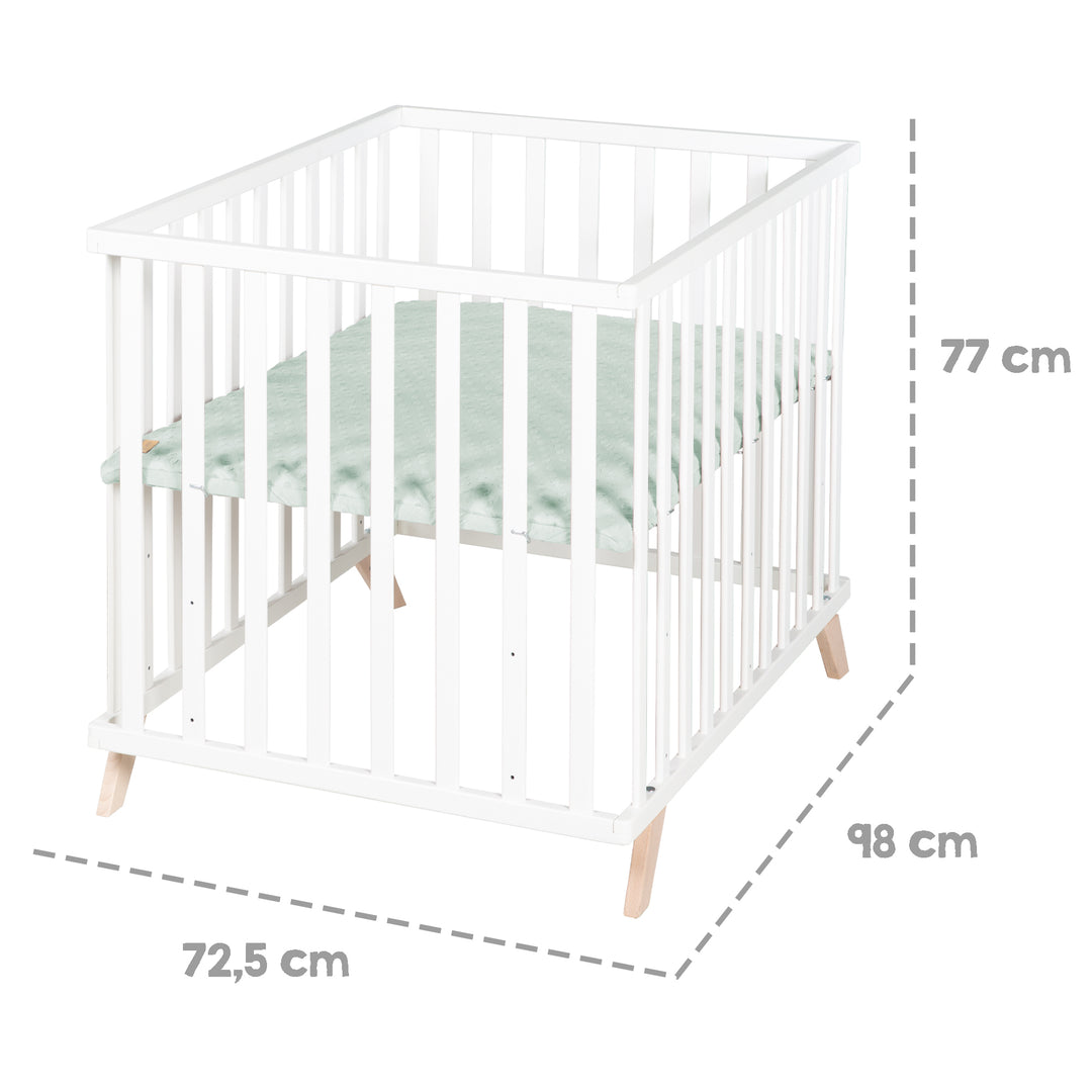 Playpen 75x100, Wood White, incl. Protective Insert 'Lil Planet frosty green' – Infographic (7/14)