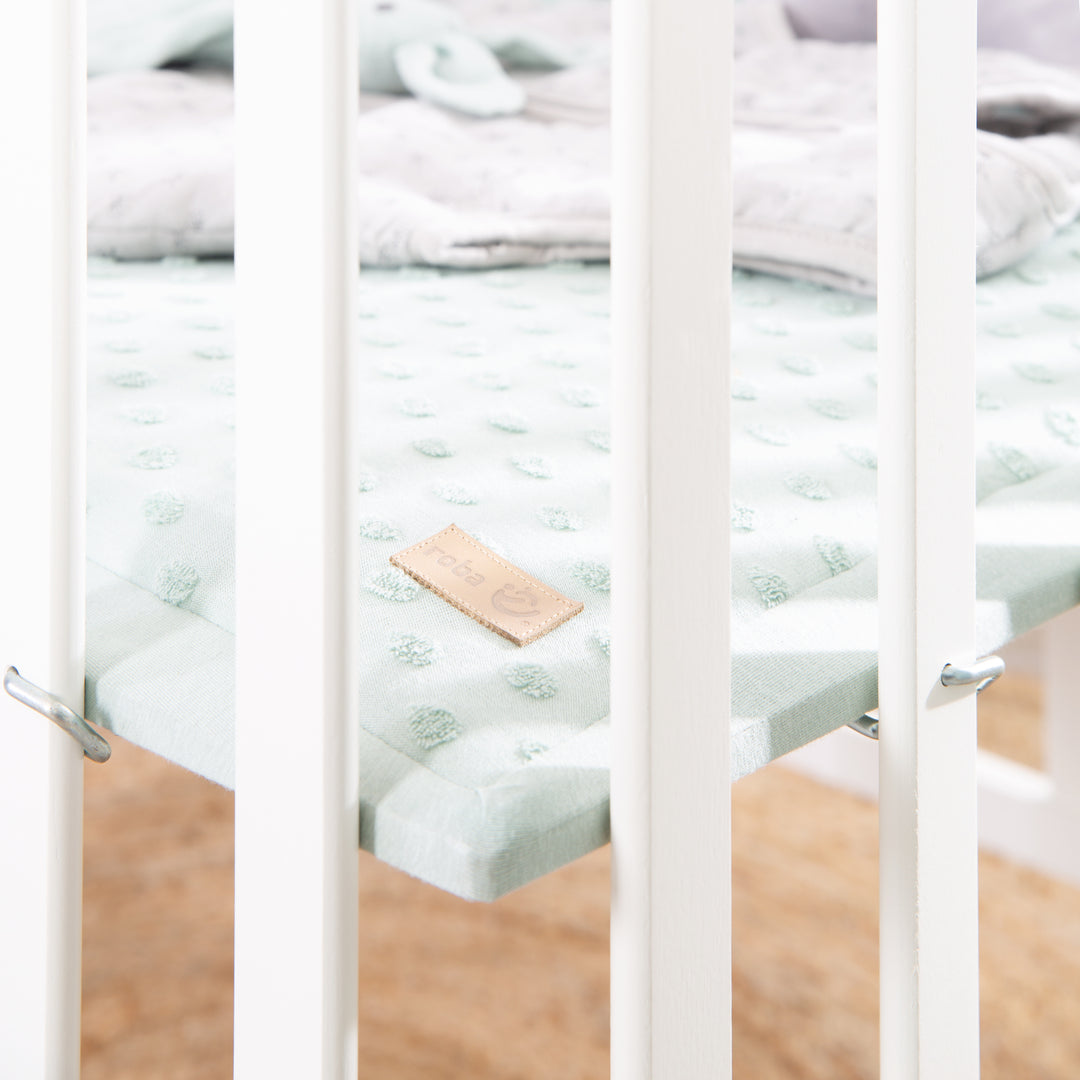 Playpen 75x100, Wood White, incl. Protective Insert 'Lil Planet frosty green' – Detail Image (9/14)