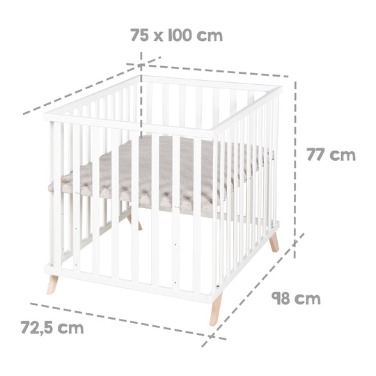 Box 75 x 100 cm bianco incl. grigio materassino per box 'Lil Planet' – Ritaglio (5/8)
