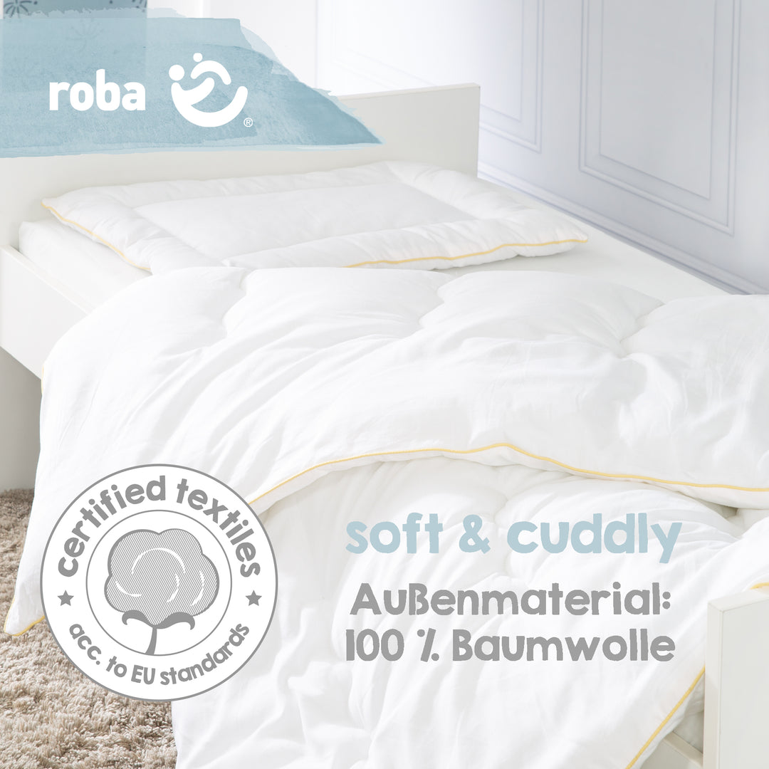 Copriletto trapuntato per bambini, per tutte le stagioni Neonato-Set (fodera interna), bianco, coperta 100 x 135 cm e cuscino 40 x 60 cm – Infografica (6/7)