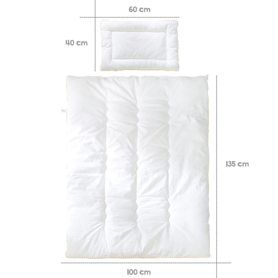 Copriletto trapuntato per bambini, per tutte le stagioni Neonato-Set (fodera interna), bianco, coperta 100 x 135 cm e cuscino 40 x 60 cm – Infografica (3/7)