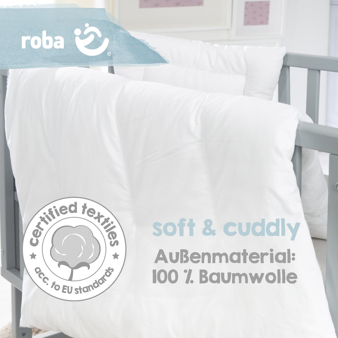 Copriletto trapuntato per bambini, per tutte le stagioni set culla (fodera interna), bianco, coperta 80 x 80 cm e cuscino 40 x 35 cm – Foto del prodotto (5/6)