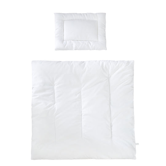 Copriletto trapuntato per bambini, per tutte le stagioni set culla (fodera interna), bianco, coperta 80 x 80 cm e cuscino 40 x 35 cm – Ritaglio (1/6)