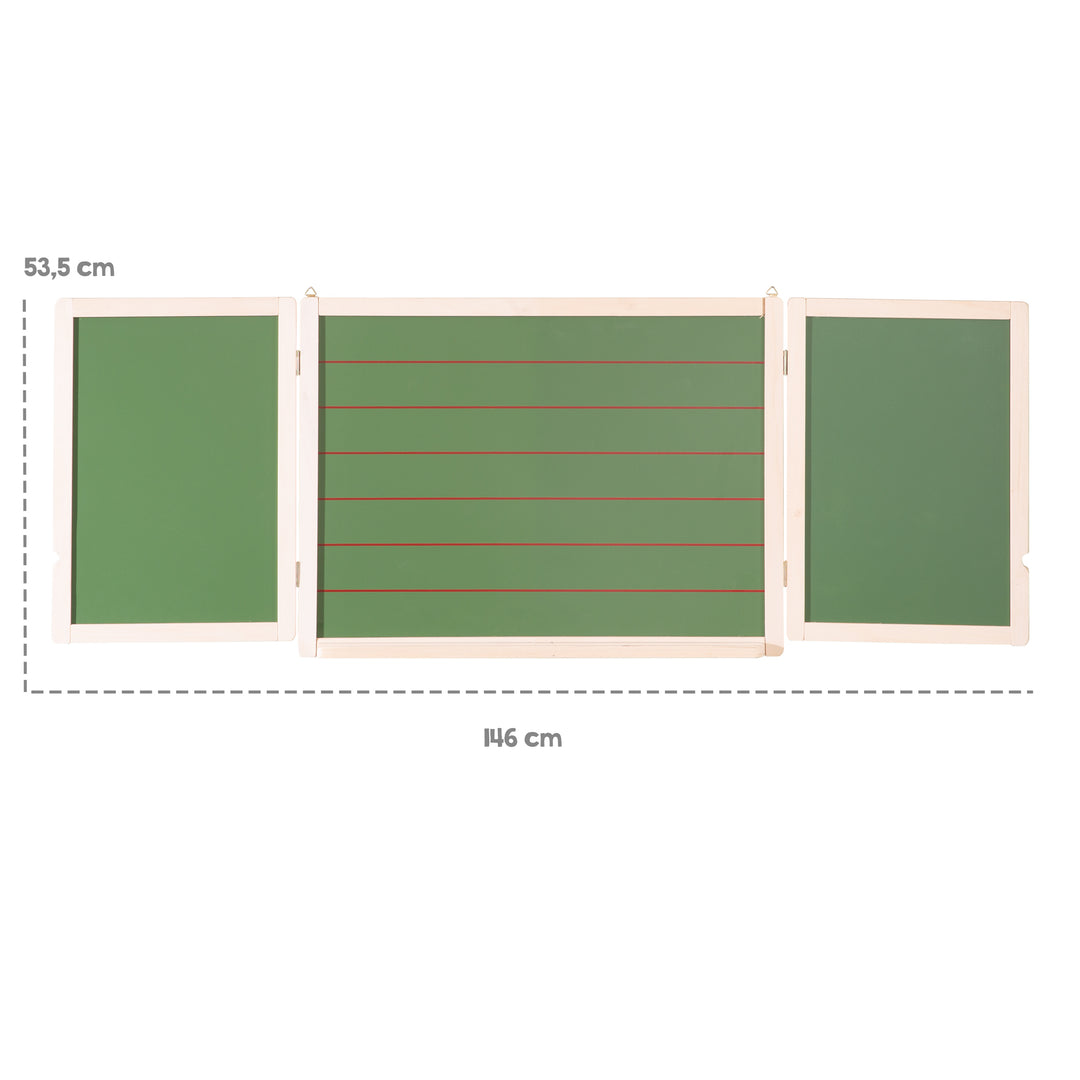 Tableau d'écriture et de dessin magnétique, blanc, ligné, incl. craie, chiffres magnétiques en bois & lettres – Infographie (10/14)