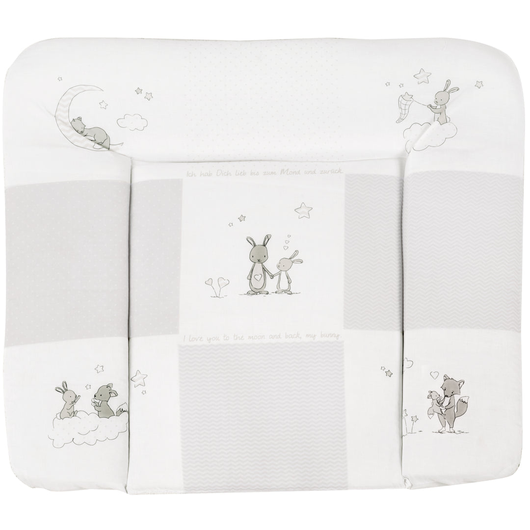 Wickelauflage 'Fox & Bunny', 85 x 75 cm, weiche Wickelunterlage, PU beschichtet – Freisteller (1/1)
