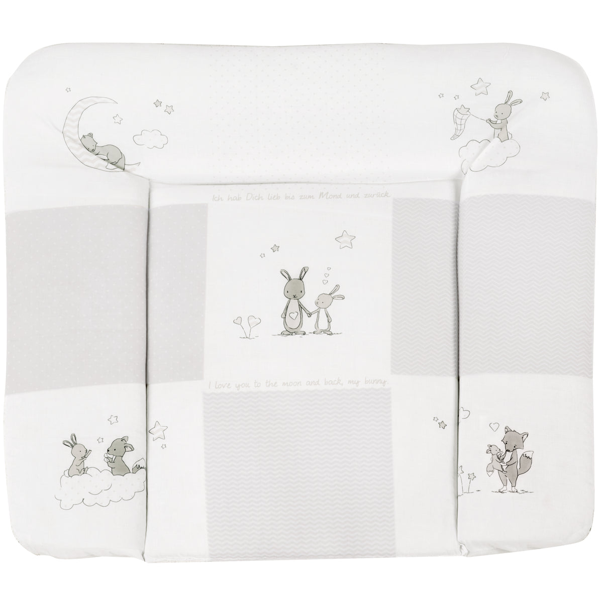 Changing Pad 'Fox & Bunny', 85 x 75 cm, Soft Changing Pad, PU Coated – Cutout (1/1)