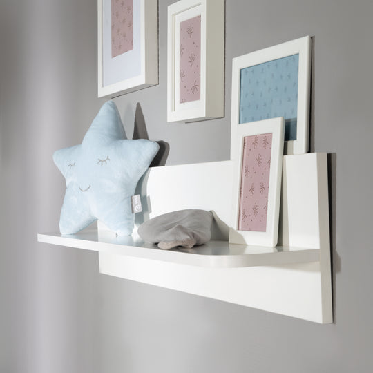 Estantería de pared universal, blanco, estantería decorativa para el espacio encima de el cómoda o como librería – Recorte (2/5)