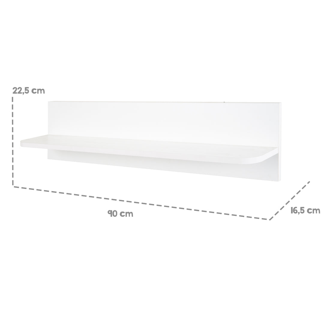 Estantería de pared universal, blanco, estantería decorativa para el espacio encima de el cómoda o como librería – Infografía (4/5)