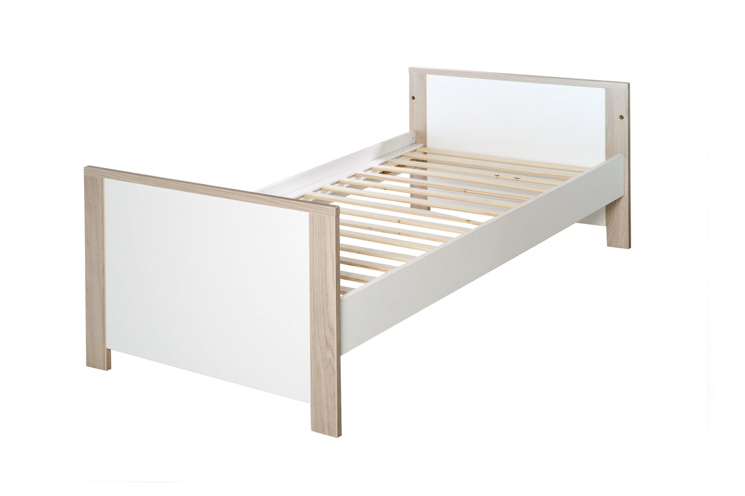 Set de habitación infantil 'Olaf' incl. cama combinada 70 x 140 cm, cómoda cambiador & 3puertas armario, luna elm/blanco – Recorte (9/18)
