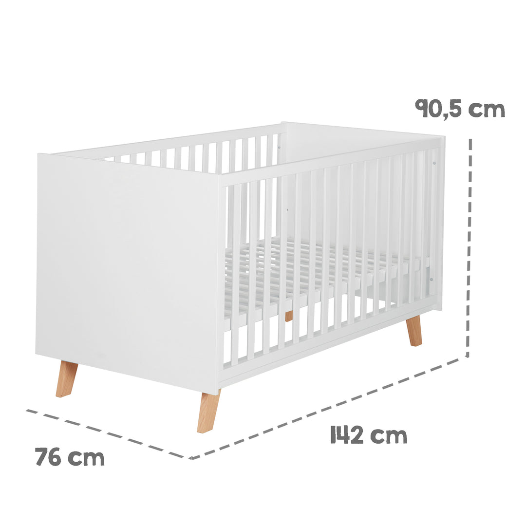Cameretta 3pezzi 'Smile' - Letto combinato + cassettiera fasciatoio + armadio - Artisan rovere / bianco – Infografica (3/13)