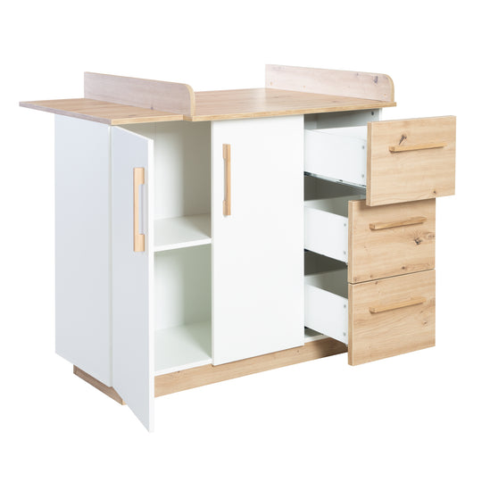 Kinderzimmerset 'Lion' 3-teilig - Bett 70x140 + Wickelkommode breit + Kleiderschrank – Freisteller (13/40)
