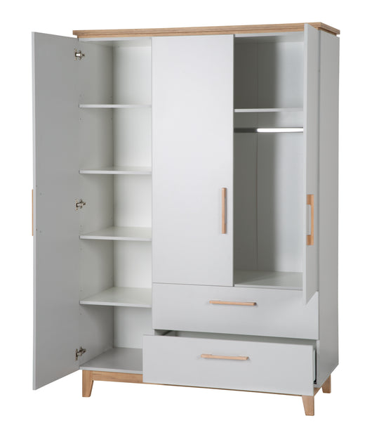 Set cameretta 'Caro', incl. letto combinato 70 x 140 cm, cassettiera fasciatoio & 3ante armadio, grigio chiaro/decoro rovere dorato – Ritaglio (7/18)