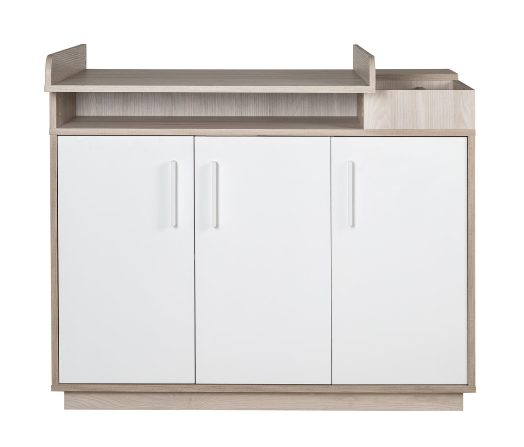 Möbelset 'Olaf' inkl. Kombi-Bett 70 x 140 cm & breiter Wickelkommode, Luna Elm/weiß – Freisteller (8/14)