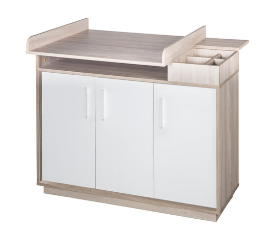 Möbelset 'Olaf' inkl. Kombi-Bett 70 x 140 cm & breiter Wickelkommode, Luna Elm/weiß – Freisteller (7/14)