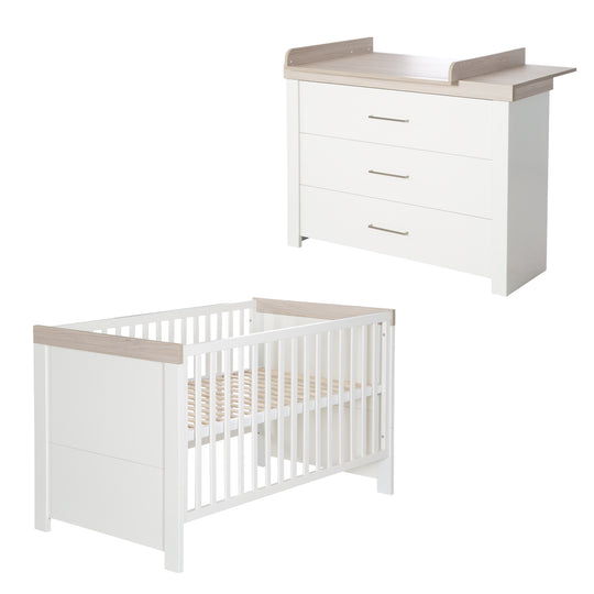 Furniture Set 'Lucy' 2-Piece, incl. Convertible Cot Bed 70 x 140 cm & Changing Table Wide – Product Image (1/13)