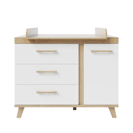 Set mobili 'Smile' 2pezzi - Letto combinato 70x140 + cassettiera fasciatoio - Artisan rovere / bianco – Ritaglio (7/9)