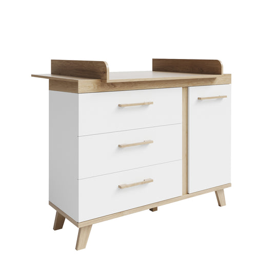 Set mobili 'Smile' 2pezzi - Letto combinato 70x140 + cassettiera fasciatoio - Artisan rovere / bianco – Ritaglio (8/9)