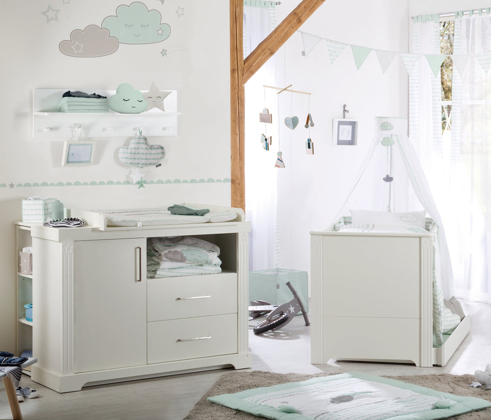 Kindermöbelset 'Maxi' weiß inkl. Kombi-Bett, 70 x 140 cm & breiter Wickelkommode – Produktbild (2/11)