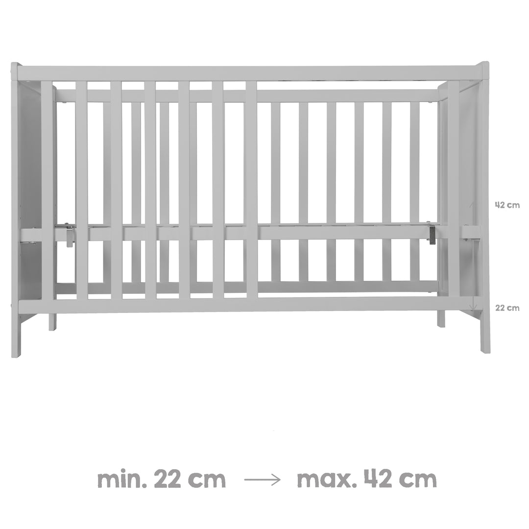 Set mobili 'Hamburg' - Lettino da co-sleeping 60x120 + cassettiera fasciatoio - Taupe – Infografica (10/16)