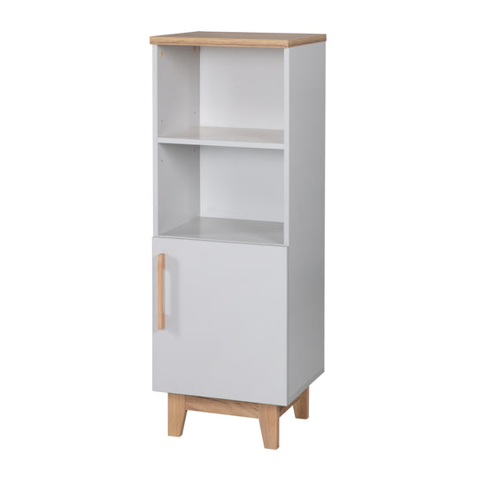 Scaffale a terra 'Caro', in legno per cameretta neonati e bambini, tecnologia soft-close, grigio chiaro / decoro rovere dorato – Ritaglio (1/7)