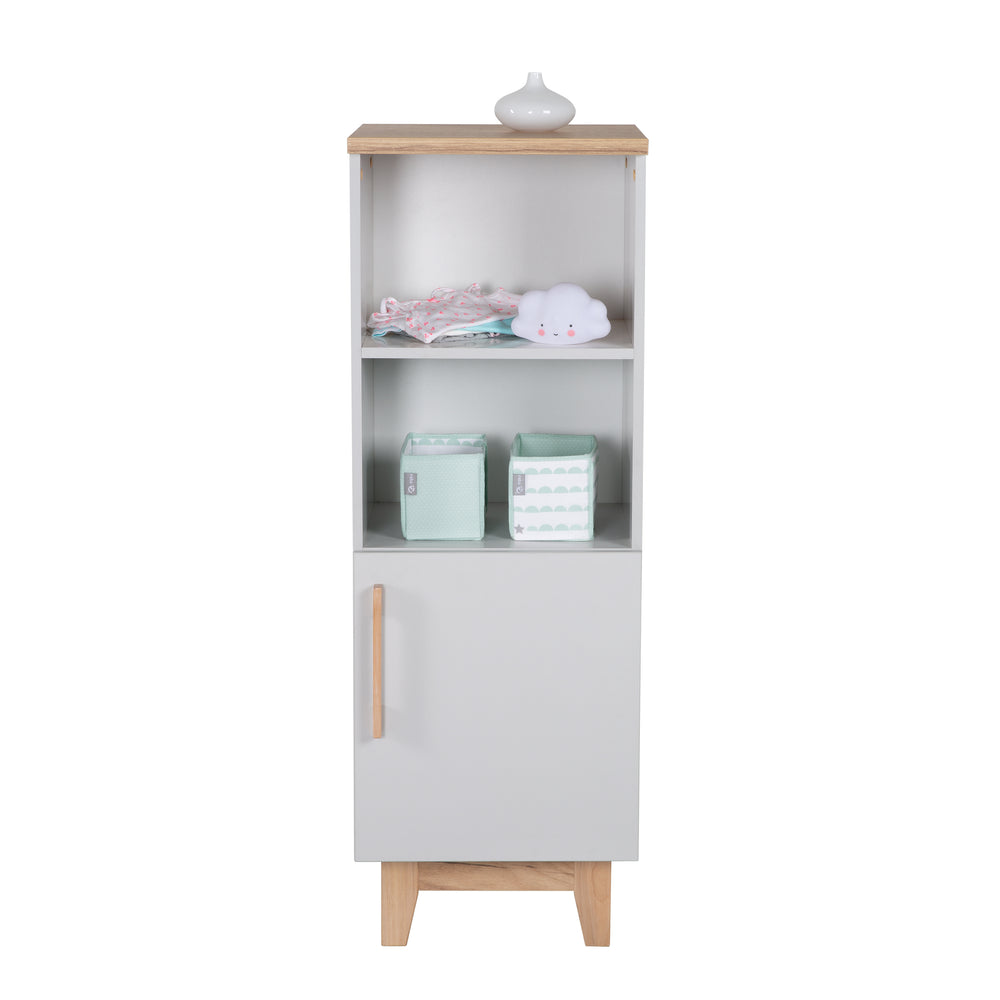 Standregal 'Caro', aus Holz für Baby- & Kinderzimmer, Soft-Close-Technik, Lichtgrau / Goldeiche – Freisteller (2/7)