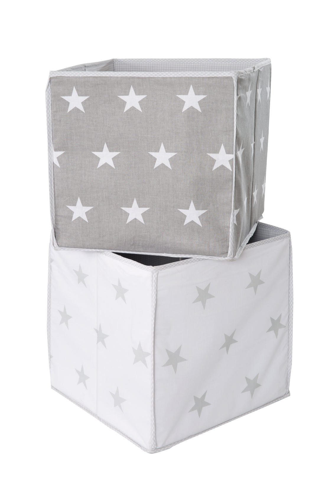 Aufbewahrungsbox 'Little Stars', Canvas-Box für Spielzeug, Deko, grau mit weißen Sternen – Freisteller (1/2)