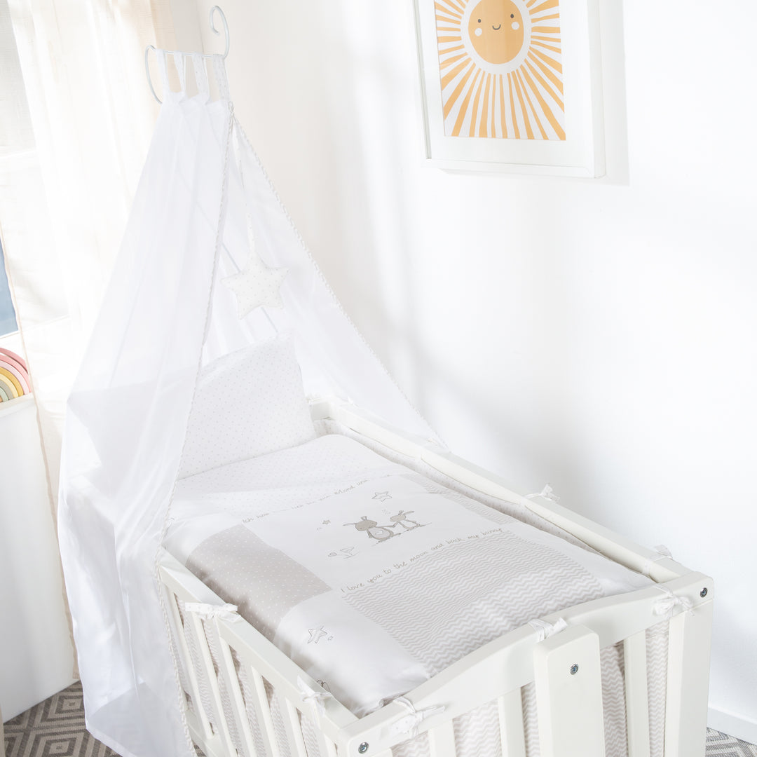 Complete Cradle Set 'Fox & Bunny', 40 x 90 cm, White, with Locking Function, incl. Accessories/Equipment – Lifestyle Image (4/9)