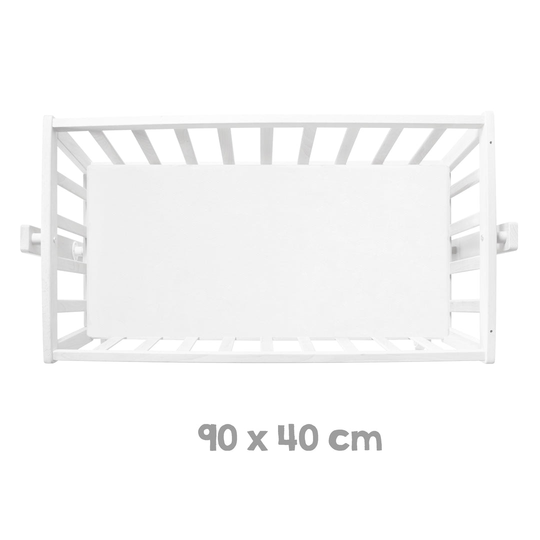 Complete Cradle Set 'Fox & Bunny', 40 x 90 cm, White, with Locking Function, incl. Accessories/Equipment – Infographic (6/9)