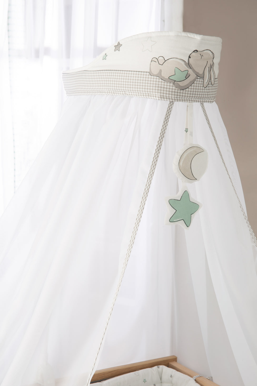 Parure de lit enfant 'Sternenzauber', 4pièces, ensemble de lit avec linge de lit 100 x 135 cm, tour de lit & ciel de lit – Photo de détail (4/5)