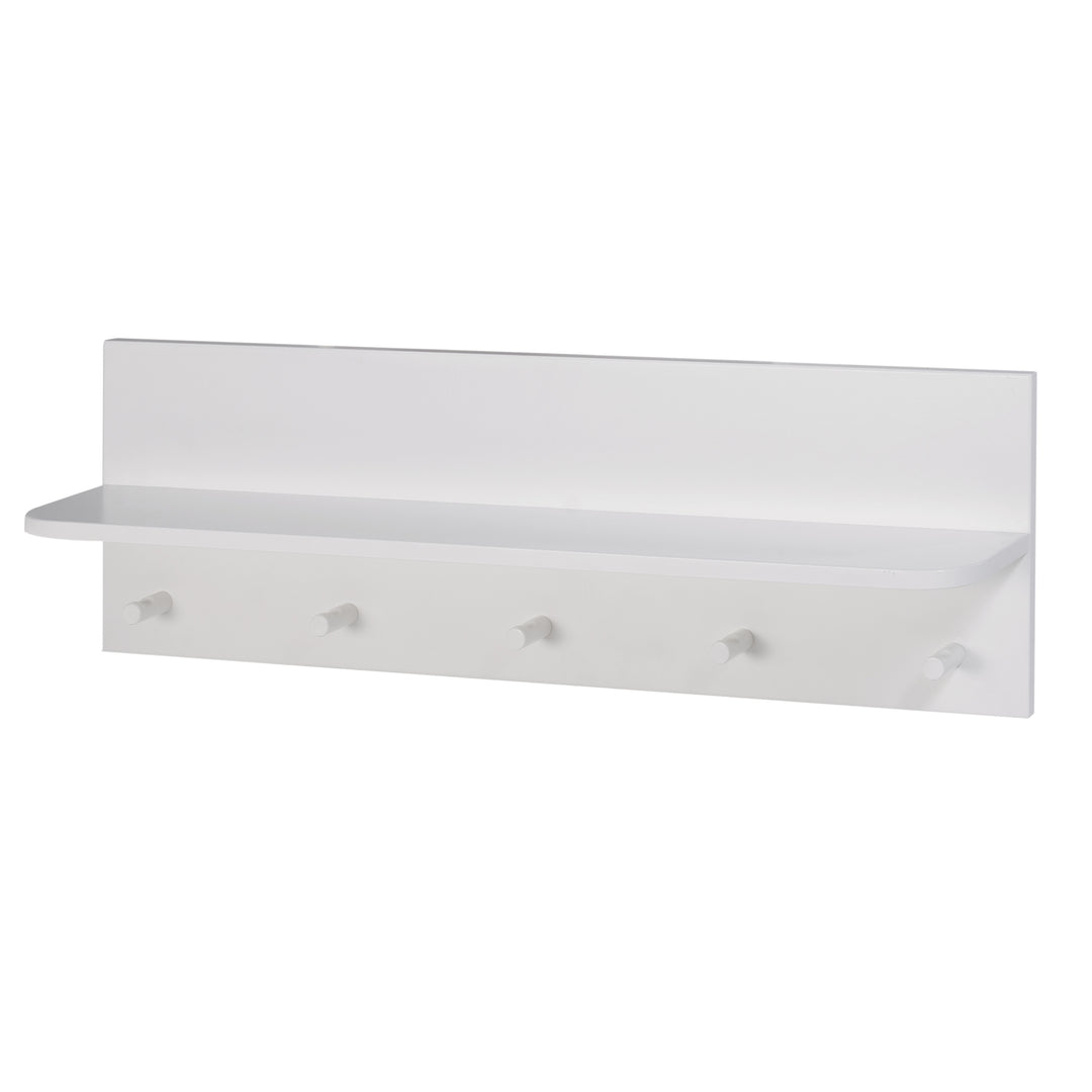 Wandgarderobe lichtgrau, für Baby- & Kinderzimmer, inkl. 1 Ablage & 5 Haken – Freisteller (1/5)
