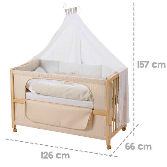 Room bed 'Liebhabär', 60 x 120 cm, lettino da co-sleeping per letto matrimoniale con completo dotazione – Infografica (4/6)