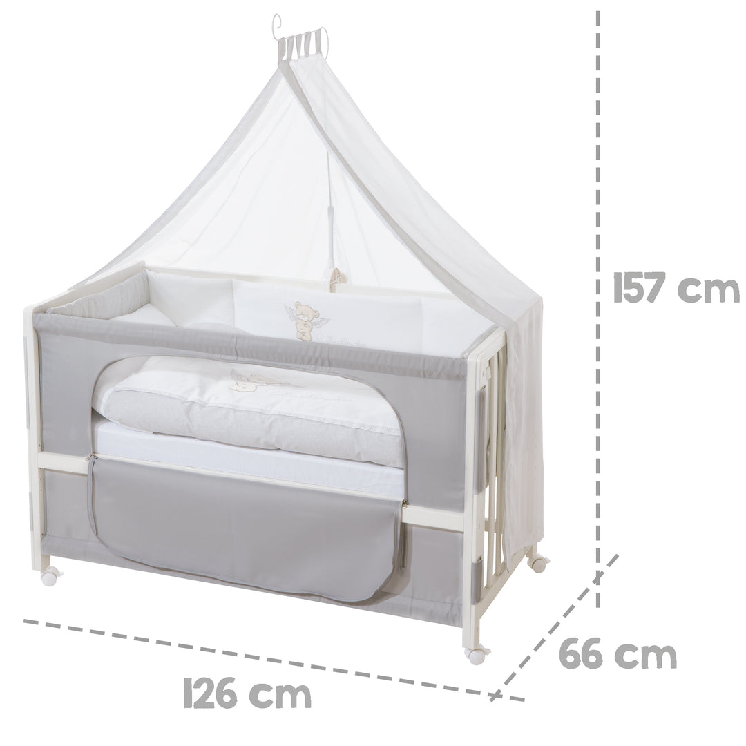 Room bed 'Heartbreaker', 60 x 120 cm, lettino da co-sleeping per letto matrimoniale, completa dotazione – Infografica (3/7)