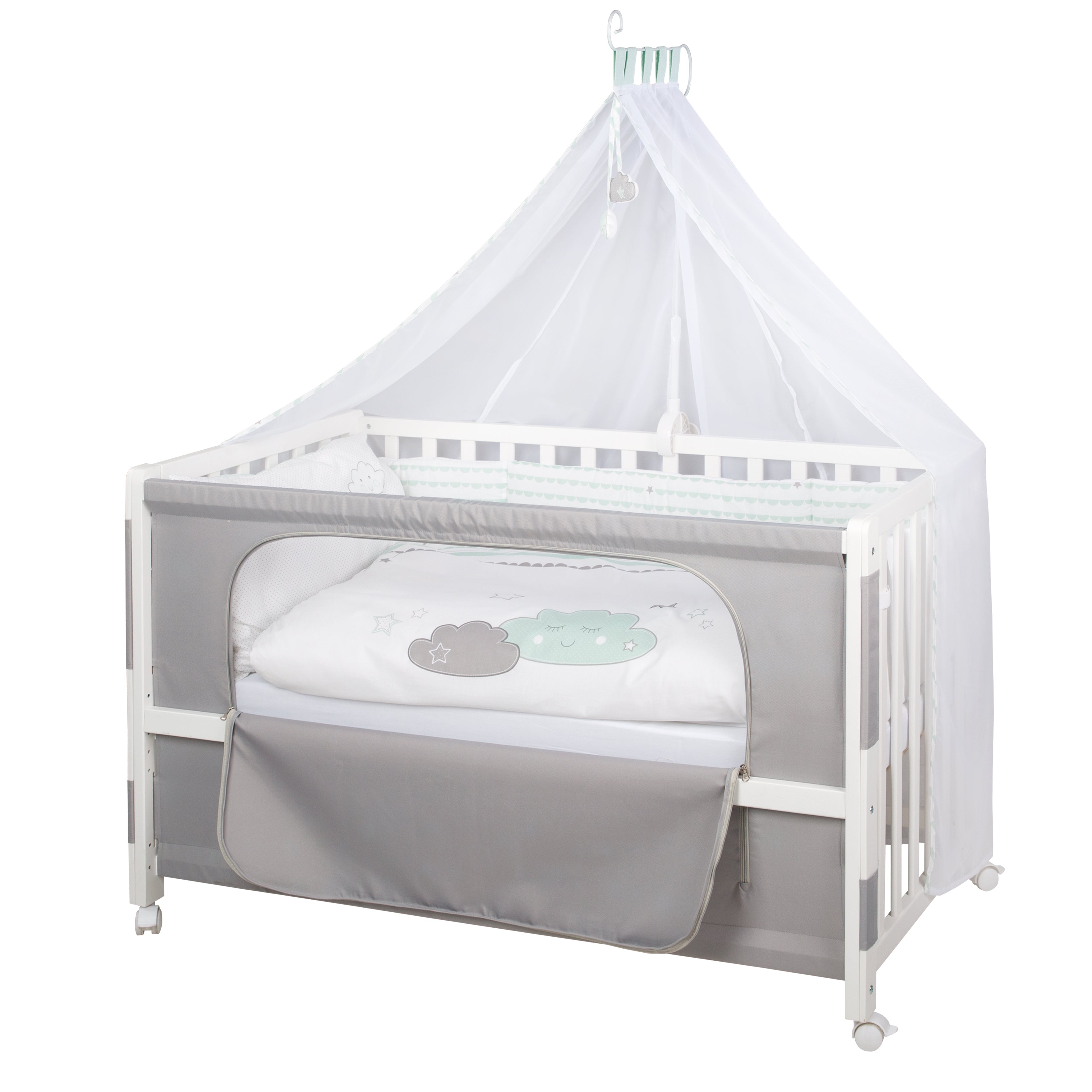 Room bed 'Happy Cloud', 60 x 120 cm, lettino da co-sleeping per letto matrimoniale, completa dotazione – Ritaglio (1/7)