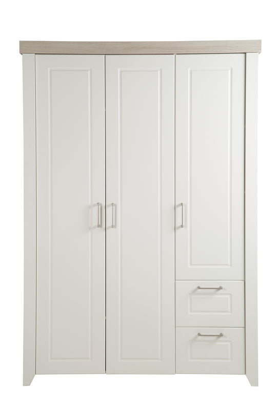 Armadio 'Felicia', 3-ante armadio, 2 cassetti, stile country, bianco – Ritaglio (3/7)