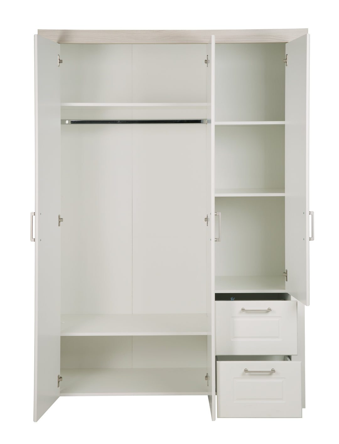 Armadio 'Felicia', 3-ante armadio, 2 cassetti, stile country, bianco – Ritaglio (5/7)