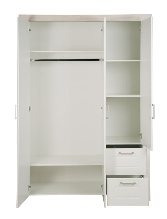 Armadio 'Felicia', 3-ante armadio, 2 cassetti, stile country, bianco – Ritaglio (5/7)