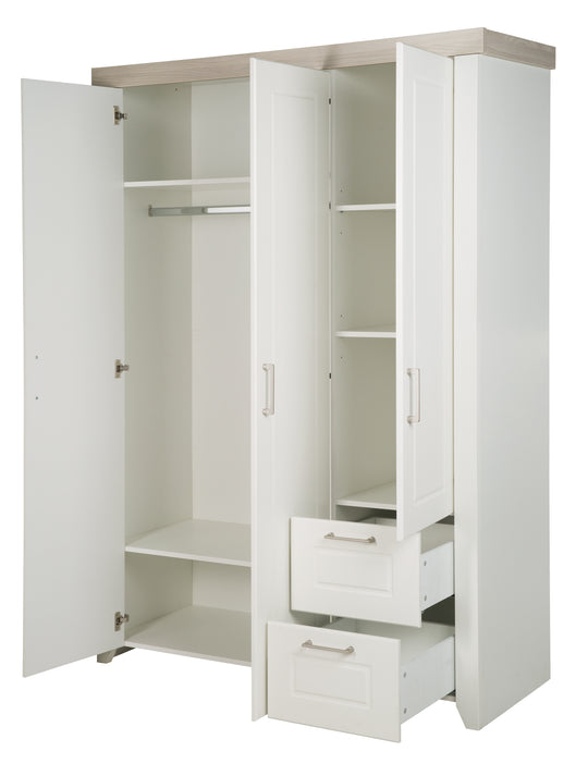 Armadio 'Felicia', 3-ante armadio, 2 cassetti, stile country, bianco – Ritaglio (6/7)