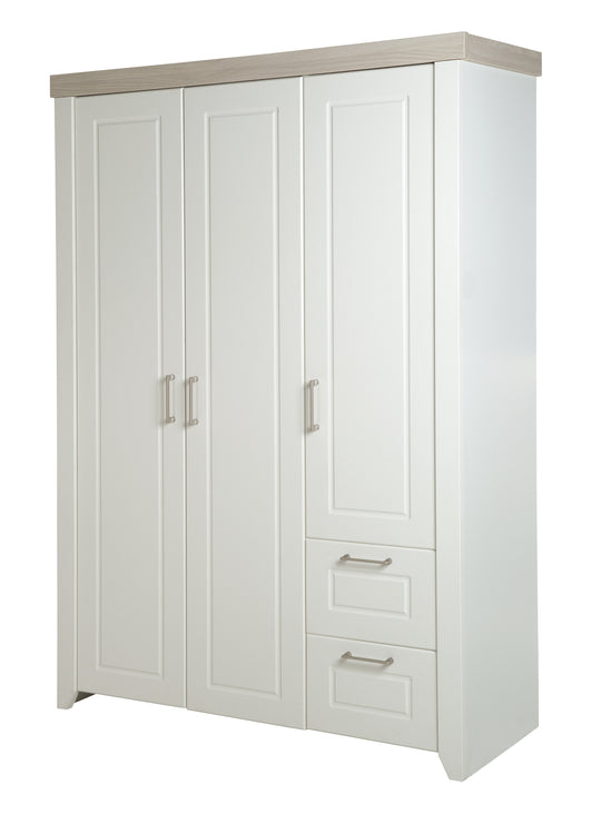 Armadio 'Felicia', 3-ante armadio, 2 cassetti, stile country, bianco – Ritaglio (1/7)