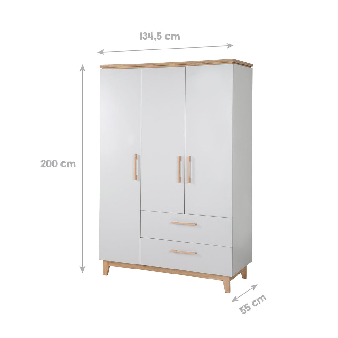 Kleiderschrank 'Caro', 3 Türen, 2 Schubladen, mit Soft Close-Technik, Drehtürenschrank – Infografik (5/7)