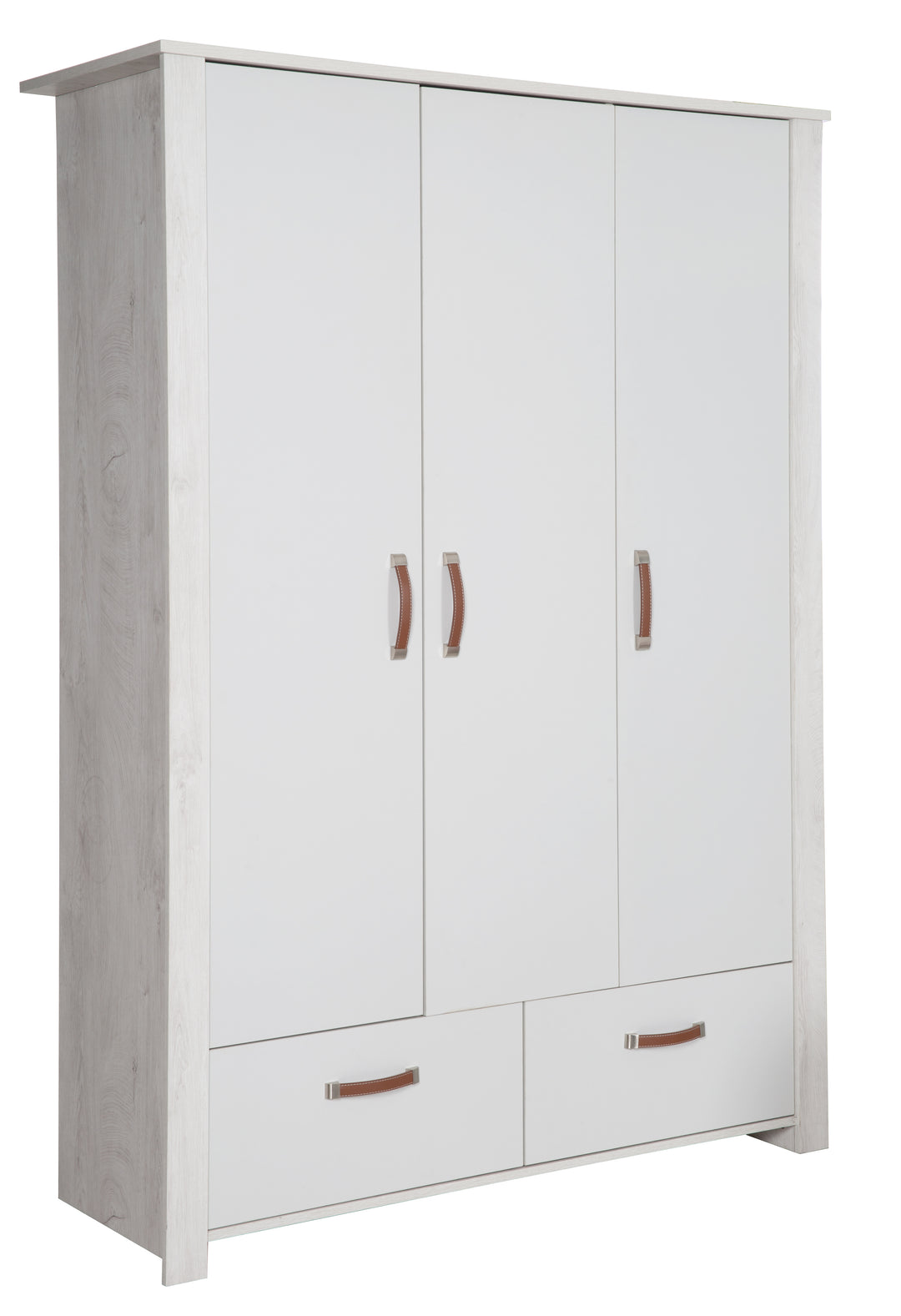 Kinderzimmerset 'Mila', inkl. Kombi-Bett 70 x 140 cm, Wickelkommode & 3-türigem Schrank, grau/weiß – Freisteller (11/16)