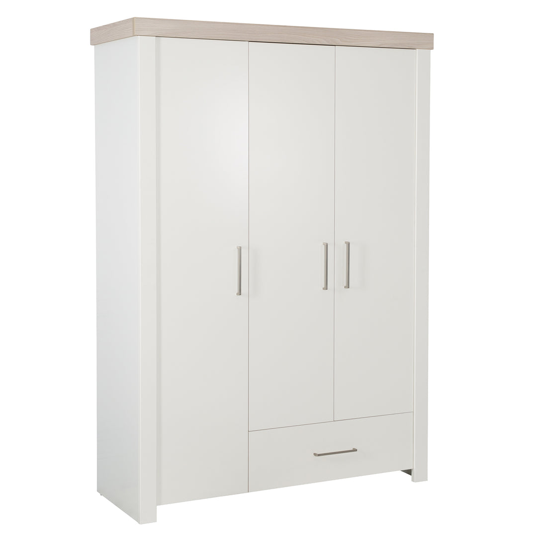 Kleiderschrank 'Lucy' 3-trg, Korpus weiß, Kranz in 'Luna Elm' – Freisteller (1/9)