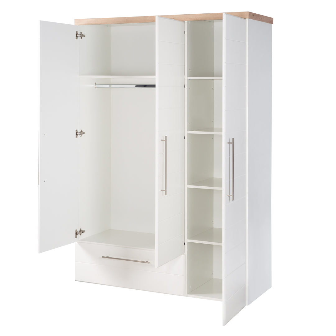 Armario 'Nele', 3-trg, con moderno horizontal ranuras, artisan roble/blanco – Recorte (6/9)