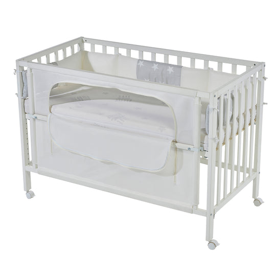 Room bed 'safe asleep®', 60 x 120 cm, 'stelle grigio', lettino da co-sleeping incl. dotazione, bianco laccato – Ritaglio (3/14)