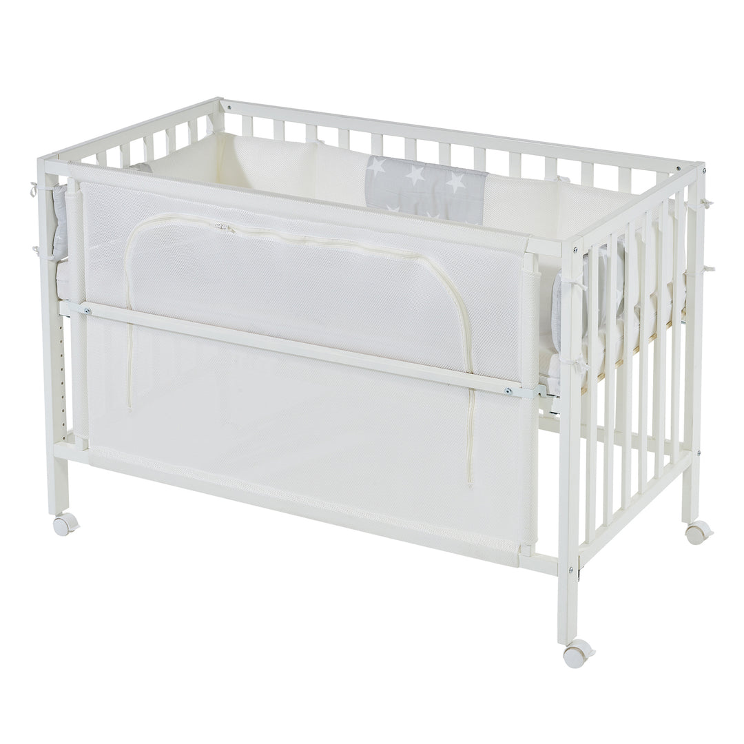 Room bed 'safe asleep®', 60 x 120 cm, 'stelle grigio', lettino da co-sleeping incl. dotazione, bianco laccato – Ritaglio (11/14)