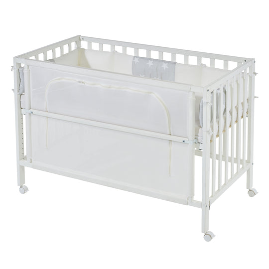 Room bed 'safe asleep®', 60 x 120 cm, 'stelle grigio', lettino da co-sleeping incl. dotazione, bianco laccato – Ritaglio (11/14)