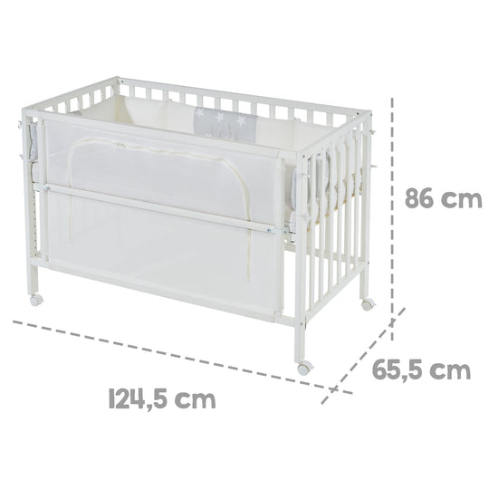 Room bed 'safe asleep®', 60 x 120 cm, 'stelle grigio', lettino da co-sleeping incl. dotazione, bianco laccato – Infografica (5/14)