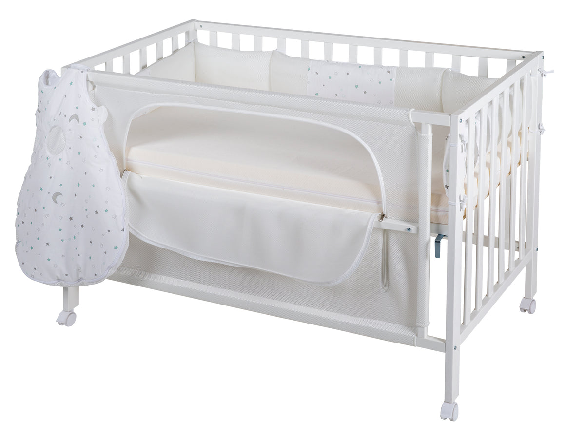 Room bed 'safe asleep®', 60 x 120 cm, 'Sternenzauber', lettino da co-sleeping incl. accessori, bianco laccato – Ritaglio (1/8)