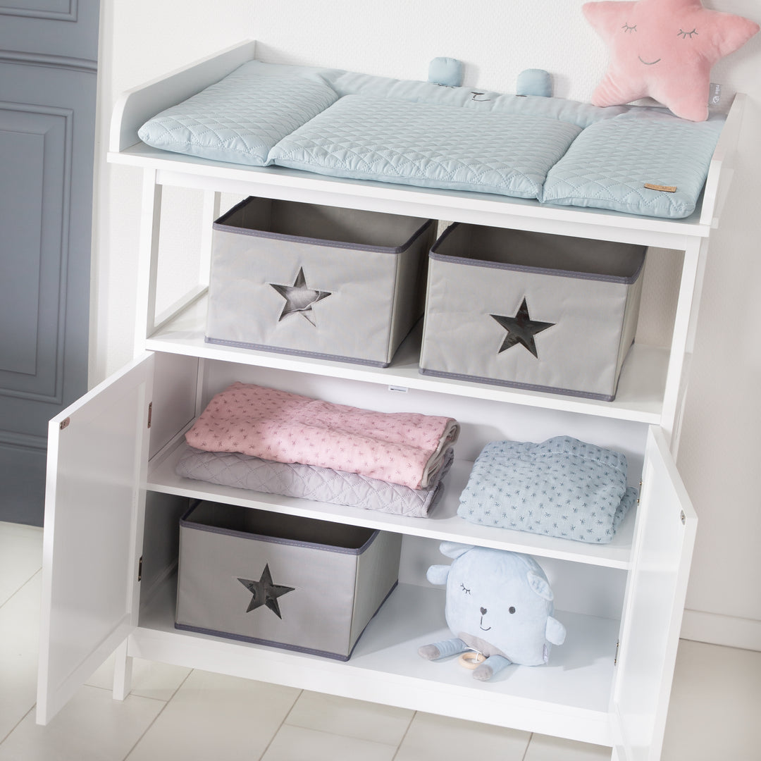 Changing Table 'Hamburg' with Changing Top Attachment, 2 Doors, 2 Boxes & Wall Mount, Changing Height 92 cm – Lifestyle Image (6/10)