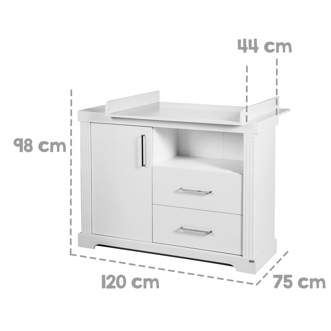 Set mobili 'Maxi' incl. letto combinato 70 x 140 cm, cassettiera fasciatoio & 3ante armadio, bianco – Infografica (9/17)